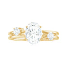 Rosec Jewels-Oval Cut Moissanite Double Band Promise Ring in Gold