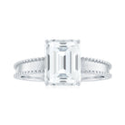 Rosec Jewels-Emerald Cut Moissanite Beaded Solitaire Ring