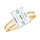 Rosec Jewels-Emerald Cut Moissanite Beaded Solitaire Ring