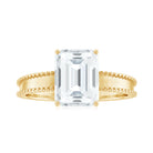 Rosec Jewels-Emerald Cut Moissanite Beaded Solitaire Ring