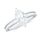 Rosec Jewels-Marquise Cut Moissanite Solitaire Ring with Beaded Details