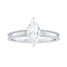 Rosec Jewels-Marquise Cut Moissanite Solitaire Ring with Beaded Details