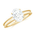 Rosec Jewels-Oval Cut Moissanite Solitaire Ring with Beaded Details