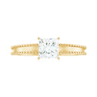 Rosec Jewels-Princess Cut Moissanite Solitaire Ring with Beaded Details