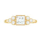 Rosec Jewels-Princess and Round Cut Moissanite Designer Ring in Gold