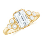 Rosec Jewels-Octagon and Round Cut Moissanite Designer Ring in Gold