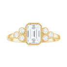 Rosec Jewels-Octagon and Round Cut Moissanite Designer Ring in Gold