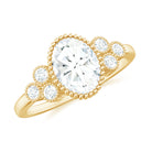 Rosec Jewels-Oval and Round Cut Moissanite Designer Ring in Gold