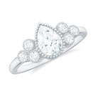 Rosec Jewels-Pear and Round Cut Moissanite Designer Ring in Gold