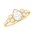 Rosec Jewels-Pear and Round Cut Moissanite Designer Ring in Gold