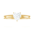 Rosec Jewels-Heart Shape Moissanite Solitaire Ring with Beaded Details