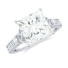 Rosec Jewels-Antique Style Princess Cut Moissanite Solitaire Celtic Knot Ring in Gold