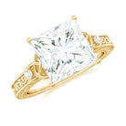 Rosec Jewels-Antique Style Princess Cut Moissanite Solitaire Celtic Knot Ring in Gold