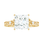 Rosec Jewels-Antique Style Princess Cut Moissanite Solitaire Celtic Knot Ring in Gold