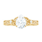 Rosec Jewels-Antique Style Pear Shape Moissanite Solitaire Celtic Knot Ring in Gold