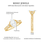 Rosec Jewels-Antique Style Marquise Cut Moissanite Solitaire Celtic Knot Ring in Gold