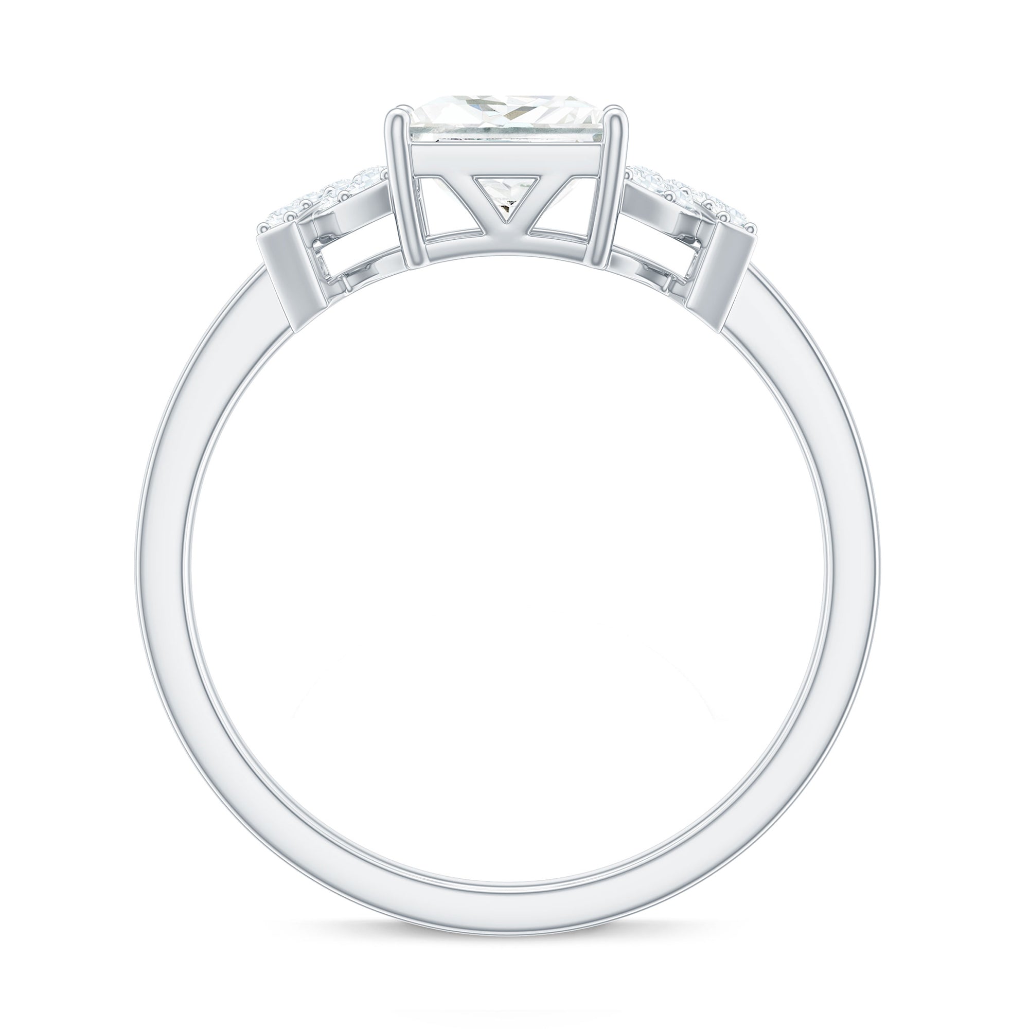 Rosec Jewels-Princess Cut Moissanite Solitaire Ring in Spilt Shank