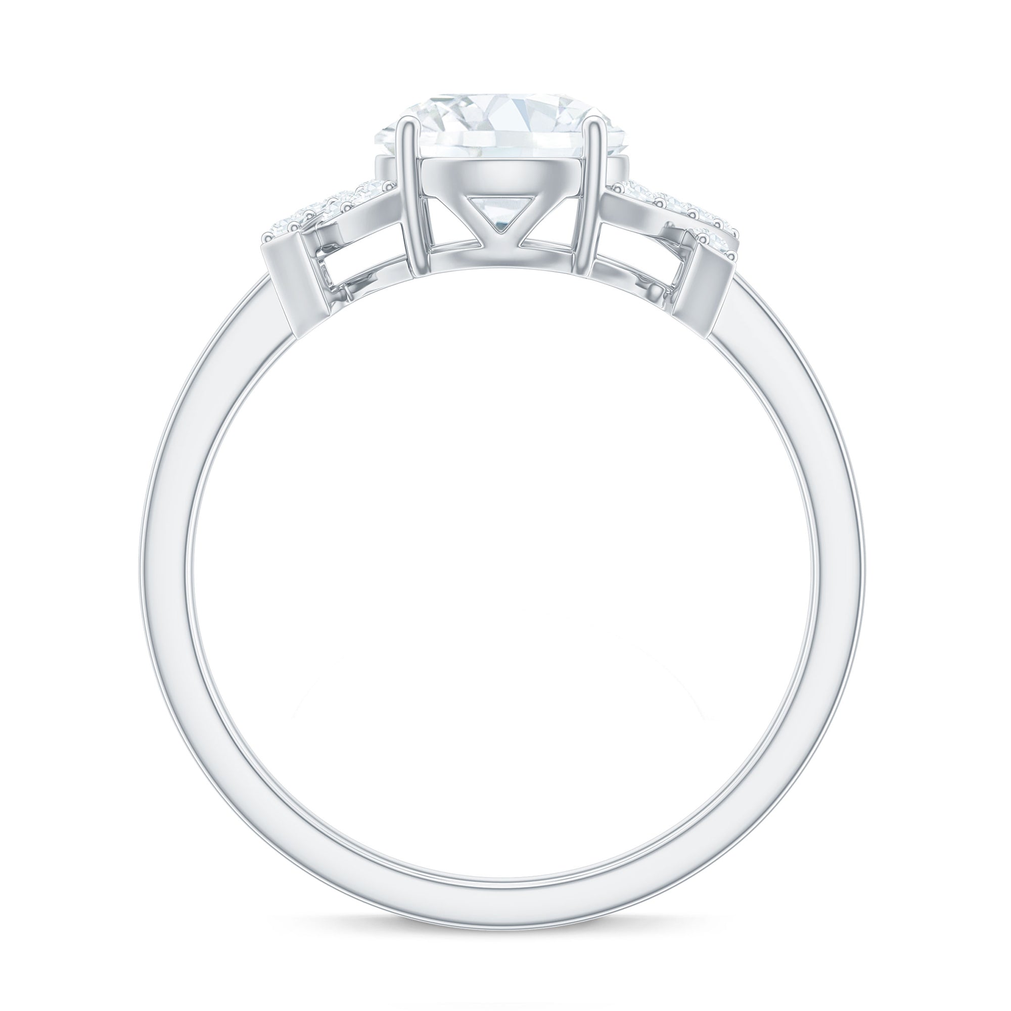 Rosec Jewels-Round Cut Moissanite Solitaire Ring in Spilt Shank