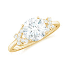 Rosec Jewels-Round Cut Moissanite Solitaire Ring in Spilt Shank