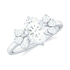 Rosec Jewels-Oval Cut Moissanite Solitaire Engagement Ring with Trio