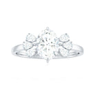 Rosec Jewels-Oval Cut Moissanite Solitaire Engagement Ring with Trio