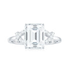 Rosec Jewels-Emerald Cut Moissanite Solitaire Ring in Spilt Shank