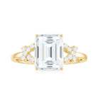 Rosec Jewels-Emerald Cut Moissanite Solitaire Ring in Spilt Shank