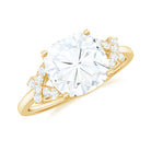 Rosec Jewels-Cushion Cut Moissanite Solitaire Ring in Spilt Shank