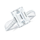 Rosec Jewels-Classic Emerald Cut Moissanite Solitaire Engagement Ring in Gold