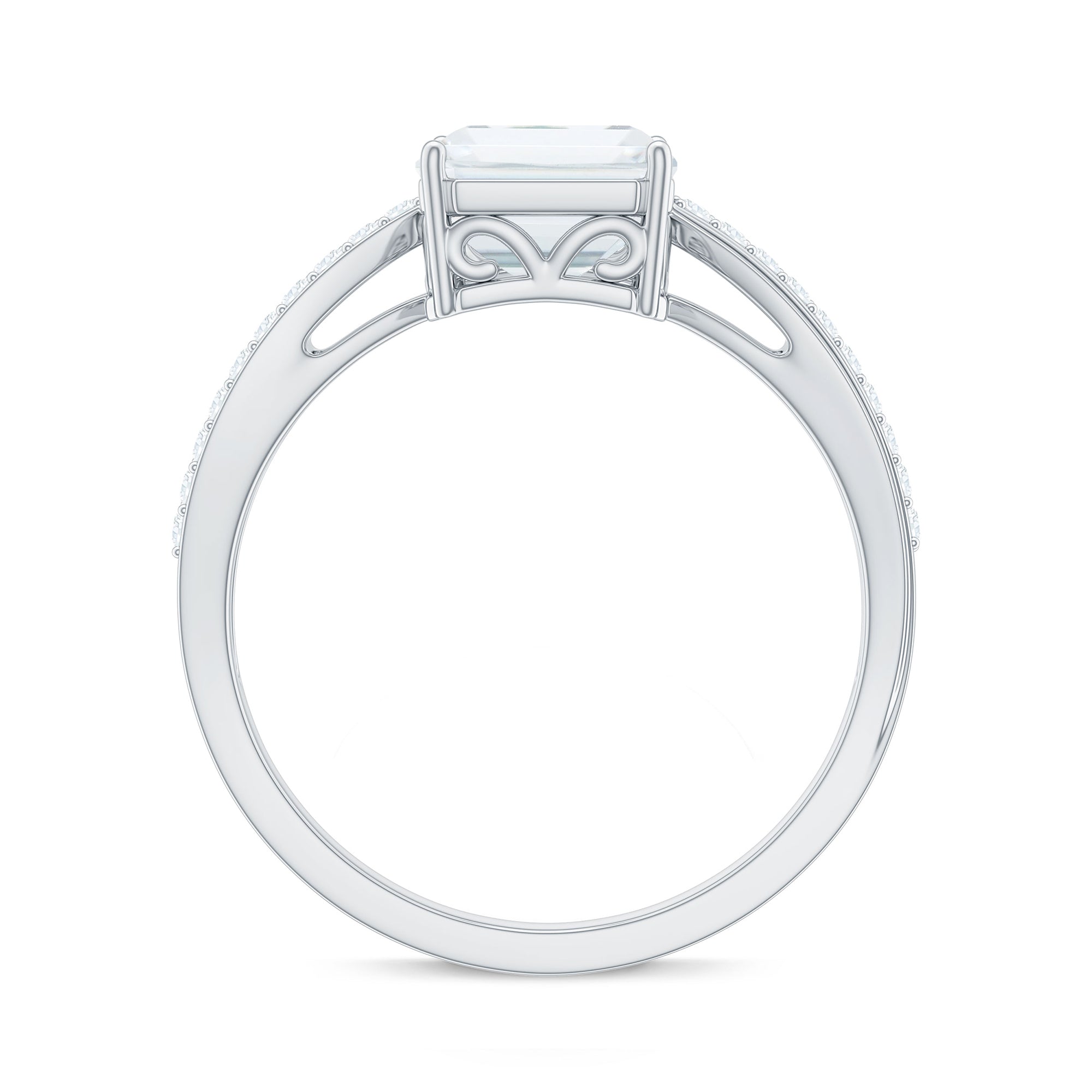 Rosec Jewels-Classic Emerald Cut Moissanite Solitaire Engagement Ring in Gold