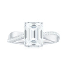 Rosec Jewels-Classic Emerald Cut Moissanite Solitaire Engagement Ring in Gold