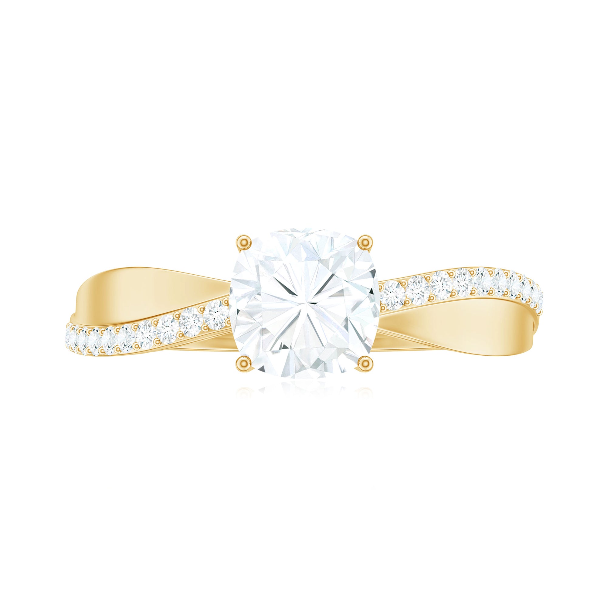 Rosec Jewels-Classic Cushion Cut Moissanite Solitaire Engagement Ring in Gold