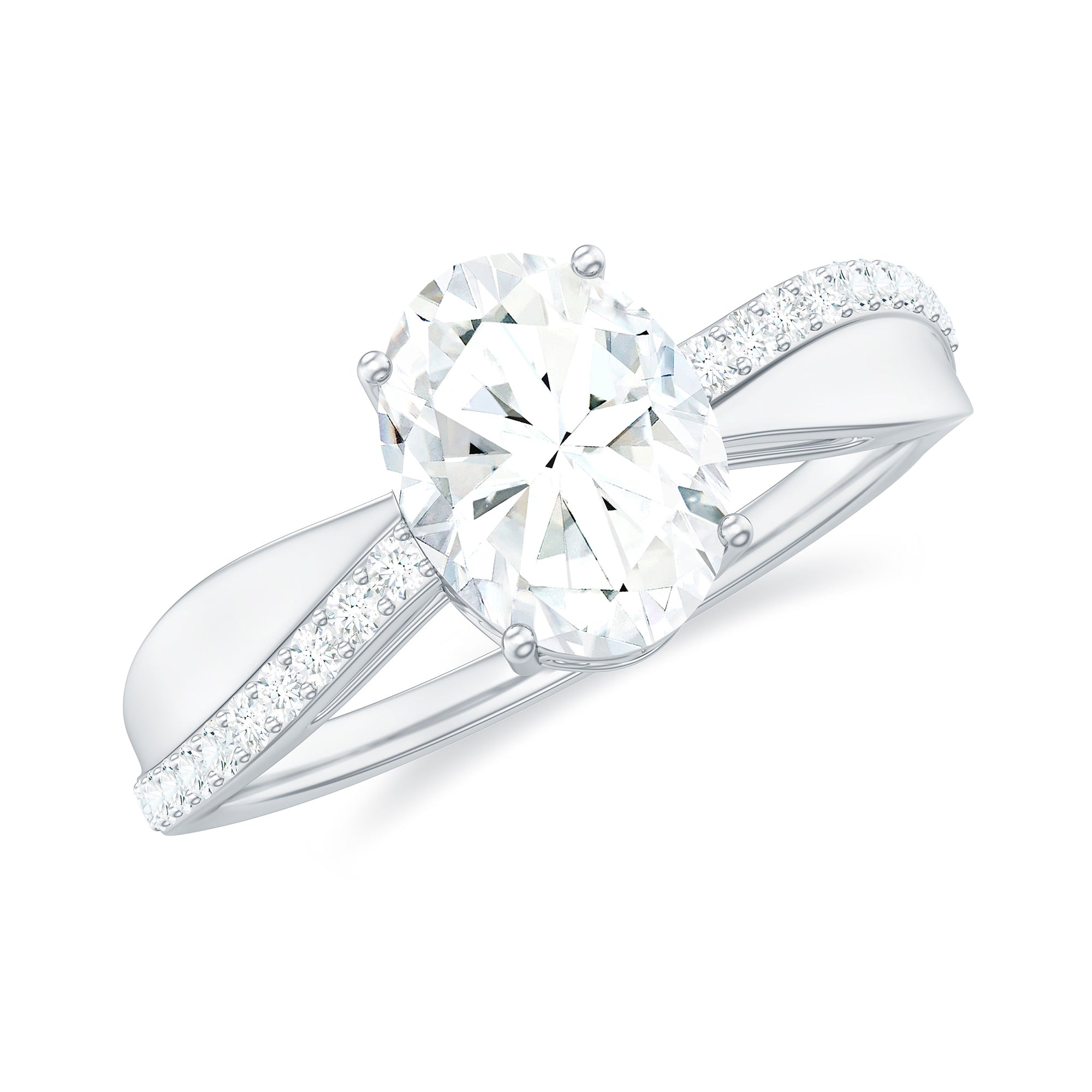 Rosec Jewels-Classic Oval Cut Moissanite Solitaire Engagement Ring in Gold