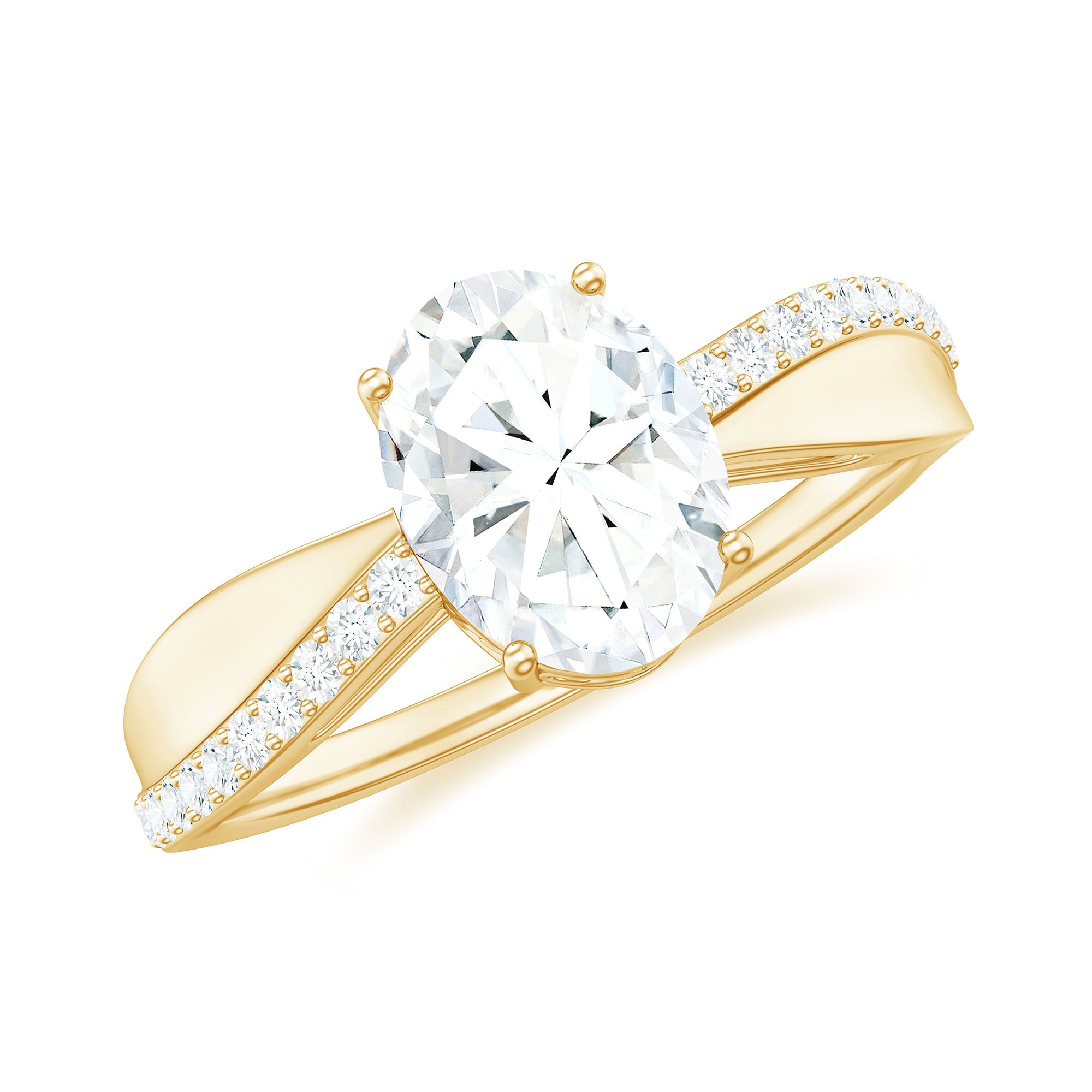 Rosec Jewels-Classic Oval Cut Moissanite Solitaire Engagement Ring in Gold