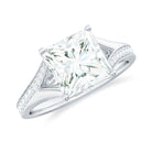 Rosec Jewels-Princess Cut Moissanite Gold Solitaire Engagement Ring in Split Shank