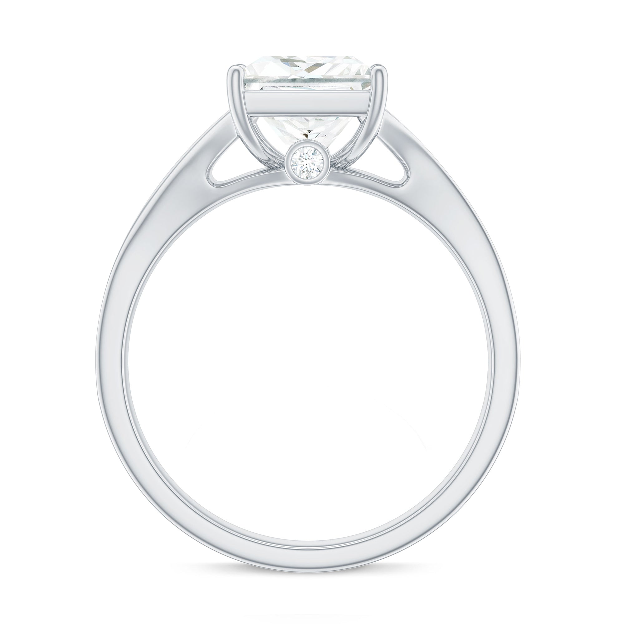 Rosec Jewels-Princess Cut Moissanite Gold Solitaire Engagement Ring in Split Shank