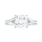 Rosec Jewels-Princess Cut Moissanite Gold Solitaire Engagement Ring in Split Shank