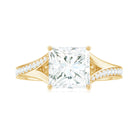 Rosec Jewels-Princess Cut Moissanite Gold Solitaire Engagement Ring in Split Shank