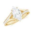 Rosec Jewels-Marquise Cut Moissanite Solitaire Engagement Ring with Split Shank