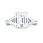 Rosec Jewels-Emerald Cut Moissanite Solitaire Engagement Ring with Split Shank