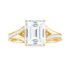 Rosec Jewels-Emerald Cut Moissanite Solitaire Engagement Ring with Split Shank