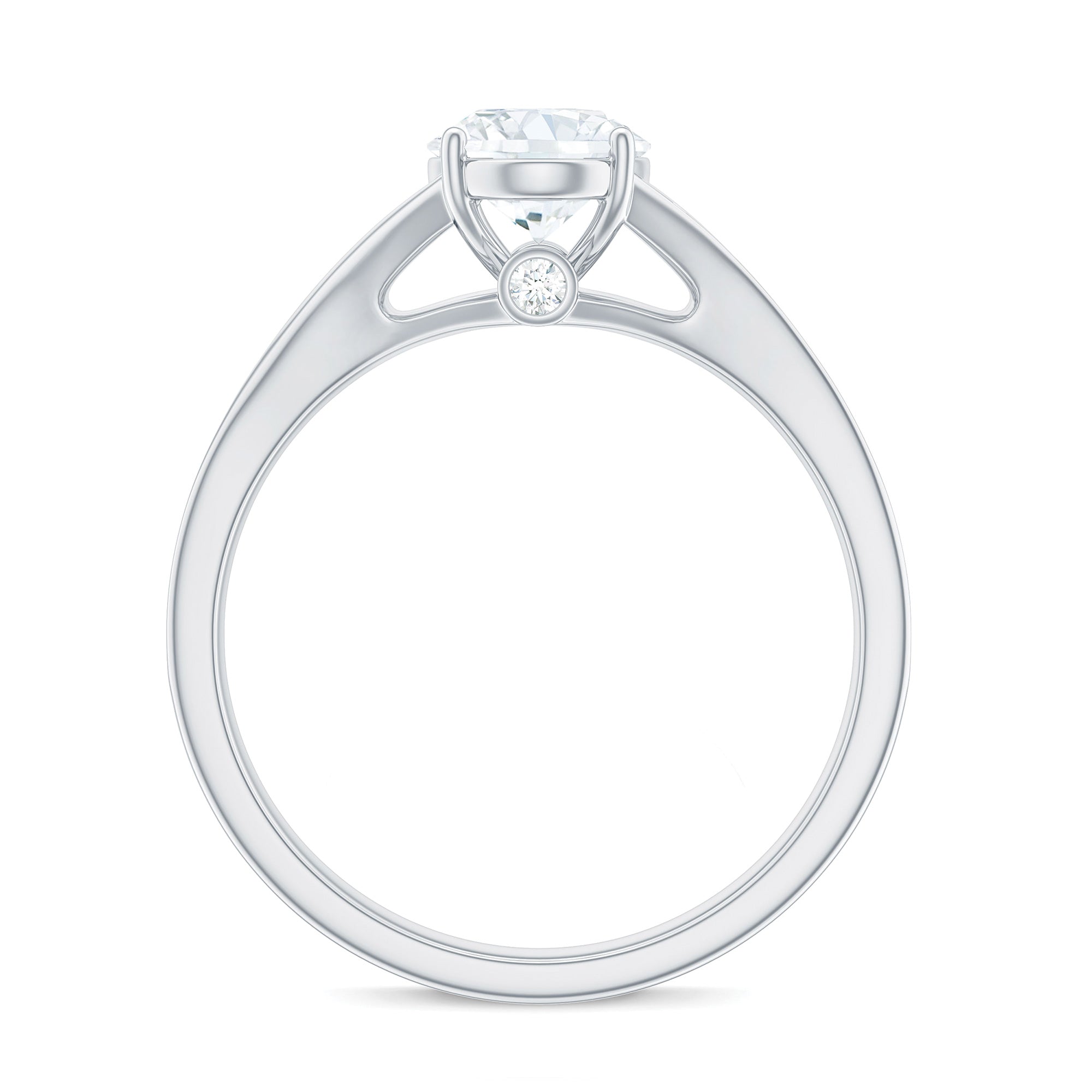 Rosec Jewels-Oval Cut Moissanite Solitaire Engagement Ring with Split Shank