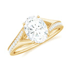 Rosec Jewels-Oval Cut Moissanite Solitaire Engagement Ring with Split Shank