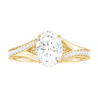 Rosec Jewels-Oval Cut Moissanite Solitaire Engagement Ring with Split Shank