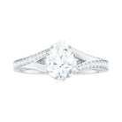 Rosec Jewels-Pear Shape Moissanite Solitaire Engagement Ring with Split Shank