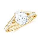 Rosec Jewels-Pear Shape Moissanite Solitaire Engagement Ring with Split Shank