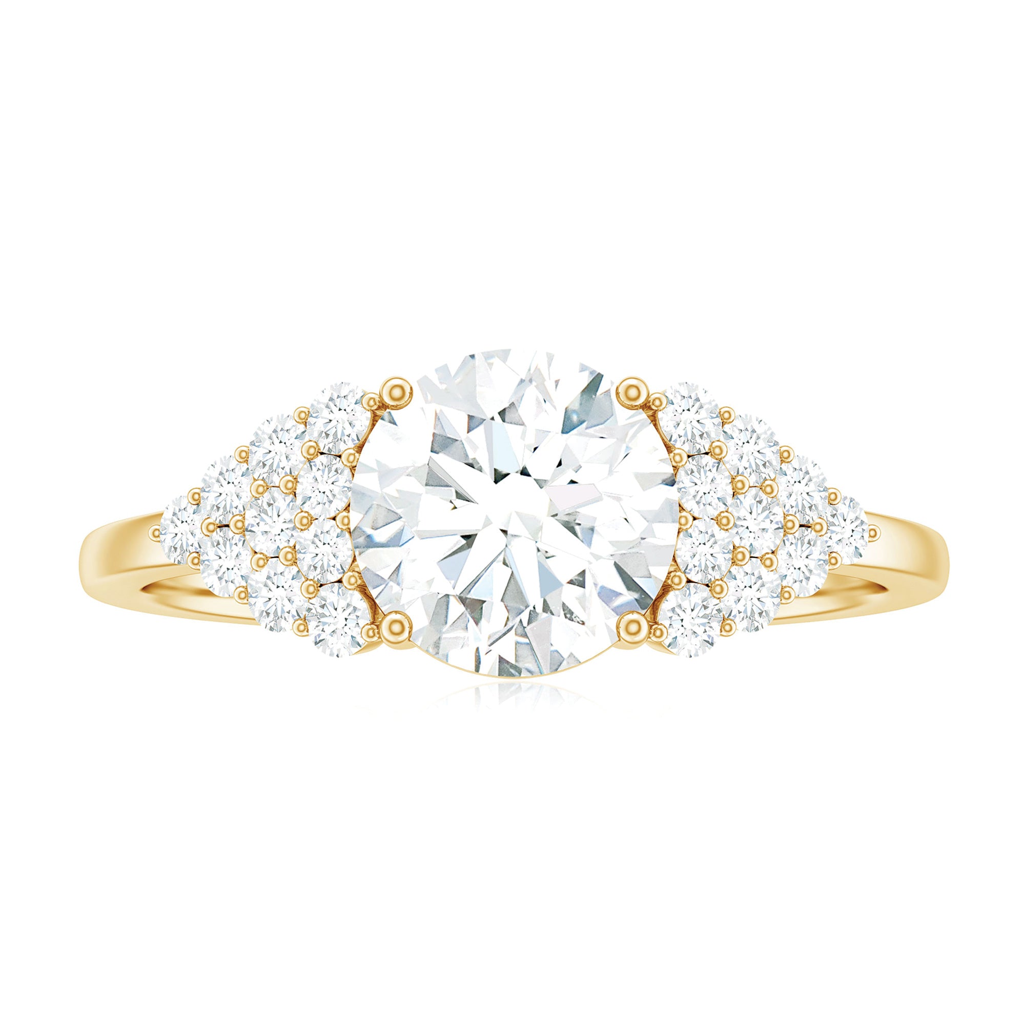 Rosec Jewels-Moissanite Solitaire Engagement Ring with Side Stones