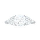 Rosec Jewels-Cushion Moissanite Solitaire Engagement Ring with Side Stones