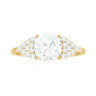 Rosec Jewels-Cushion Moissanite Solitaire Engagement Ring with Side Stones