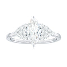 Rosec Jewels-Certified Moissanite Marquise Solitaire Engagement Ring with Side Stones